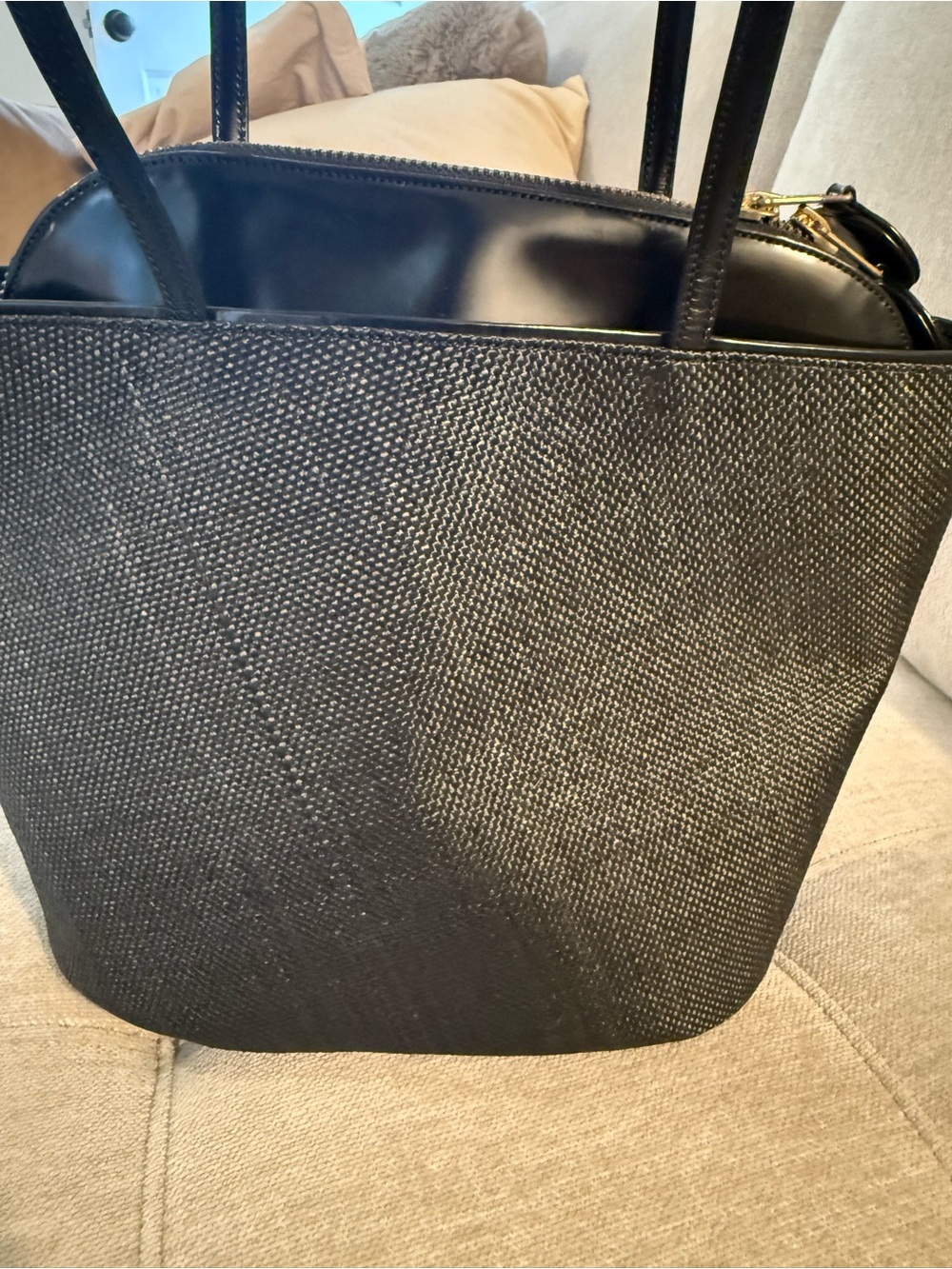 Renaud Pellegrino Black Textured Shoulder Tote